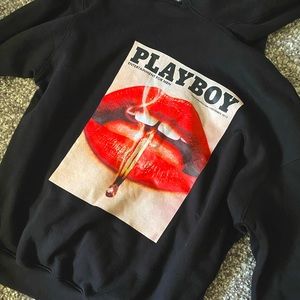 PLAYBOY X MISGUIDED OVERSIZED HOODIE BLACK/RED 🖤❤️